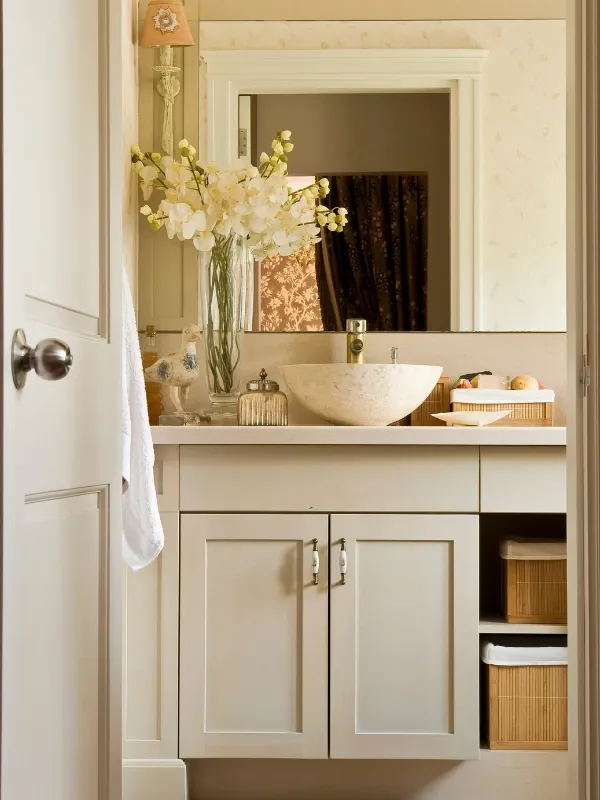 Small, recently renovated bathroom.