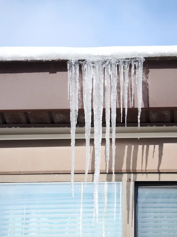 Ice dams on a roof.