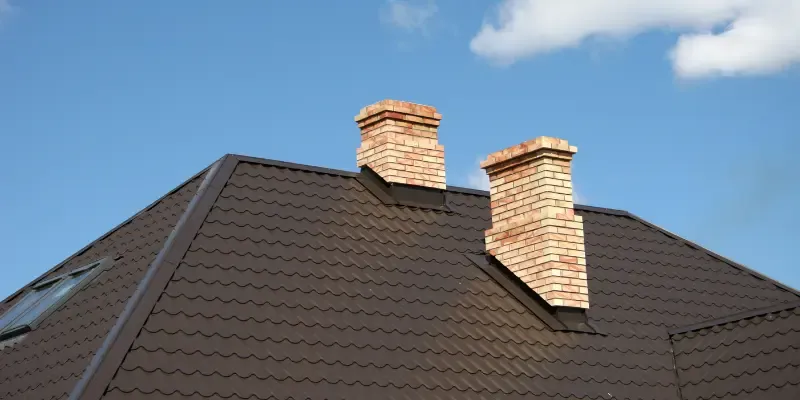 Chimney flashing on home.