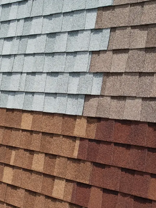 Asphalt roof shingle color options.
