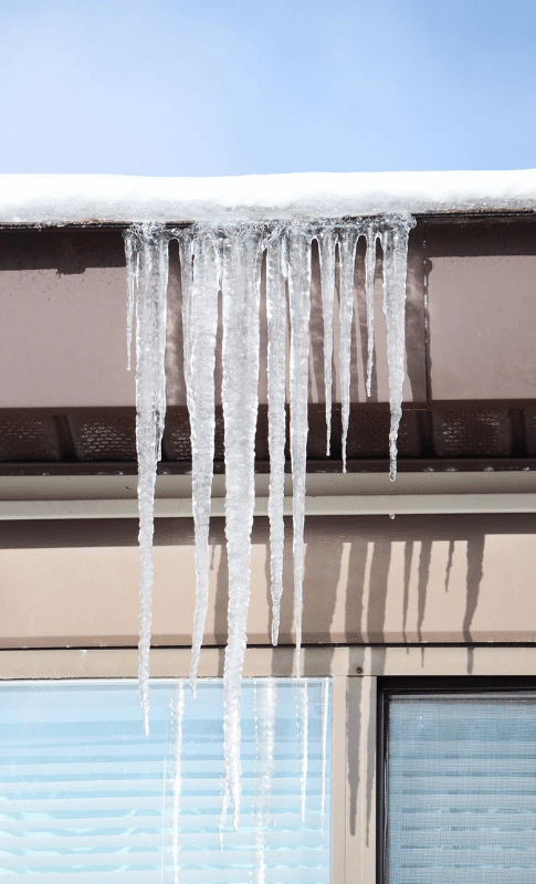 Ice dams on a roof.